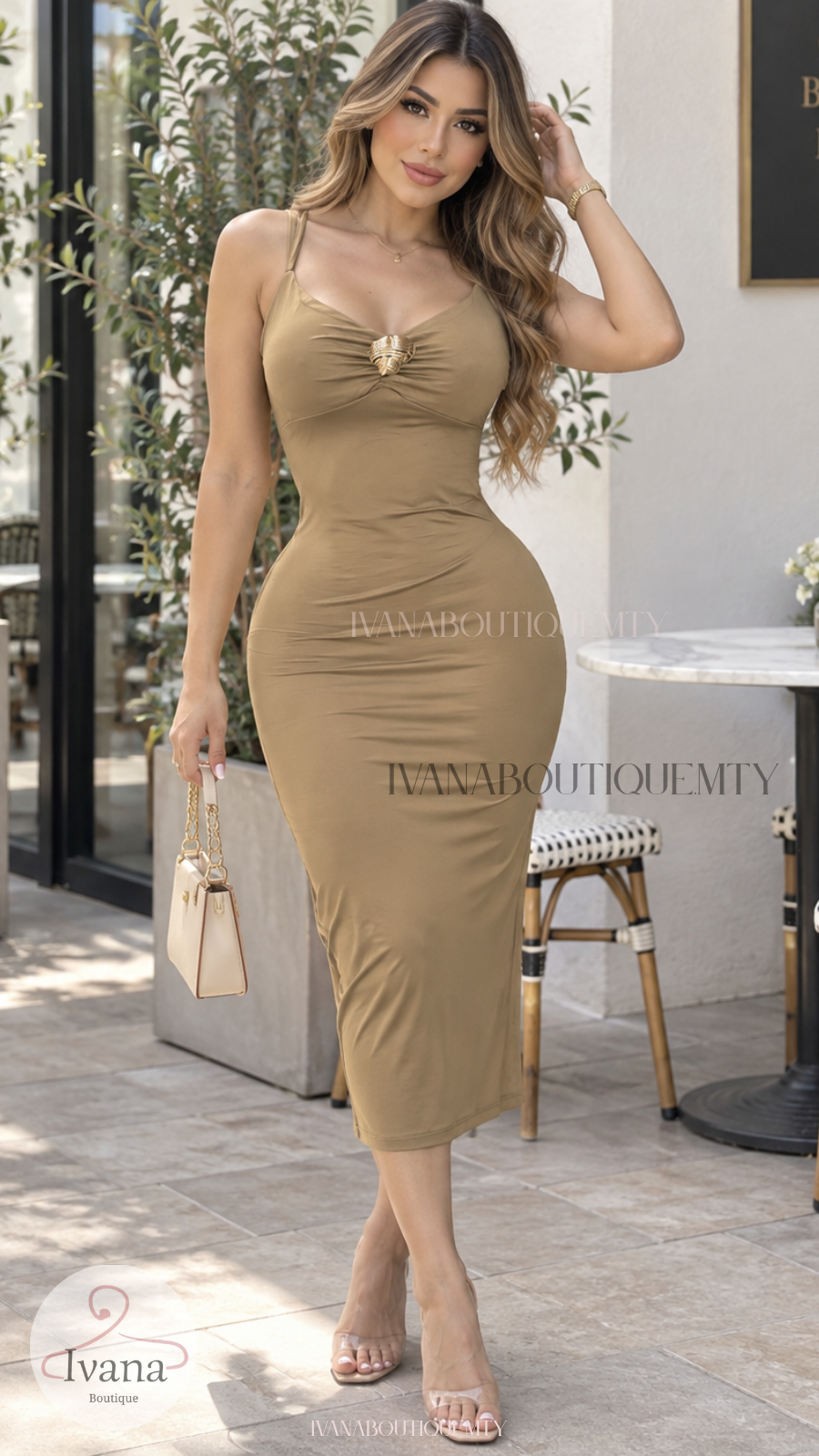 Vestido Licra broche